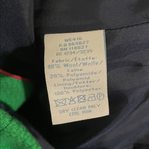 Boden Green Wool Blend Bouclé Jacket Navy Trim Pockets Zip Cuff UK14 US10 - Picture 6 of 9